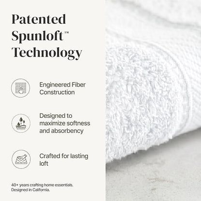 Modern Threads - Spun Loft 6-Piece 100% Combed Cotton Towel Set - Bath Towels, Hand Towels, & Washcloths - Super Absorbent & Quick Dry - 600 GSM - Soft & Plush, White
