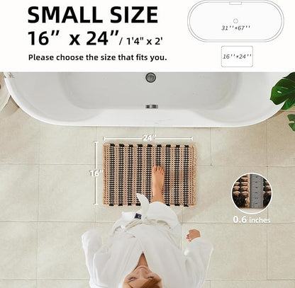 TYUU Waffle Bath Mat, Small Boho Bathroom Rugs Non Slip 24x16 Black & Khaki | Super Absorbent Quick Dry Bath Rug, Non-Slip Backing, Soft Waffle Washable Farmhouse Bathroom Mats, Tub, Shower & Home Decor