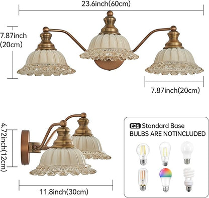 Brass 3 Light Vanity Light Vintage Bathroom Vanity Light Fixture