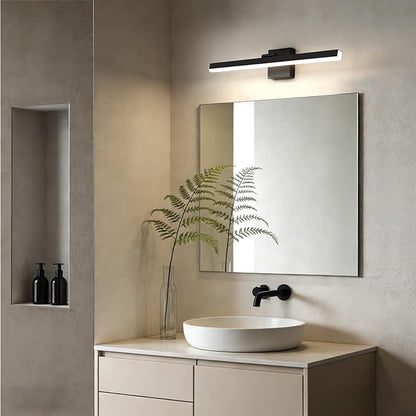 IZORRO Modern Bathroom Vanity Light 16 inch, Rotatable, 12W Dimmable Led Bathroom Light Fixture Over Mirror, Black Vanity Light Bar (5 Color Temperature)
