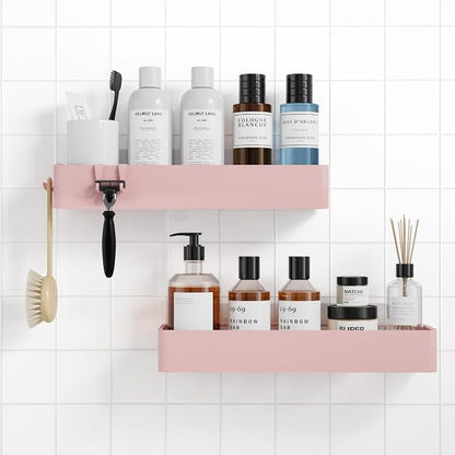Kitsure Shower Caddy Adhesive, Stylish Shower Organizer, XX-Large, Pink | 2 Pack Shower Shelf for Inside Shower, 100% Rustproof Metal Shelves, No-Drill Bathroom Organizers and Storage