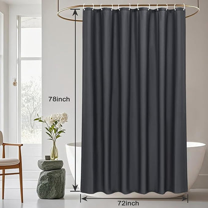AooHome Fabric Shower Curtain Liner, Solid Hotel Shower Curtain, Water Repellent, Dark Grey, 72 Width x 78 Height Inch