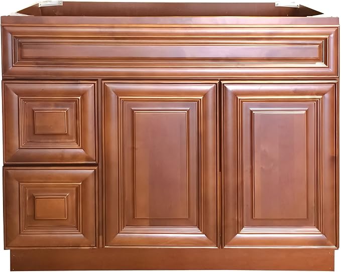 36" Maple Walnut Bathroom Vanity Base – Ready-to-Assemble Sink Cabinet with Drawers, Freestanding Bathroom Vanity Base Only, No Top or Sink