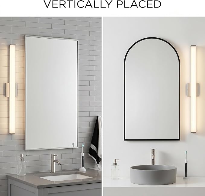 URSOLA 36" Modern LED Bathroom Light Fixtures, Brushed Nickel 3CCT Dimmable Bathroom Vanity Light Over Mirror, Bathroom Vanity Bath Bar Lights with Double Layer Acrylic Shade