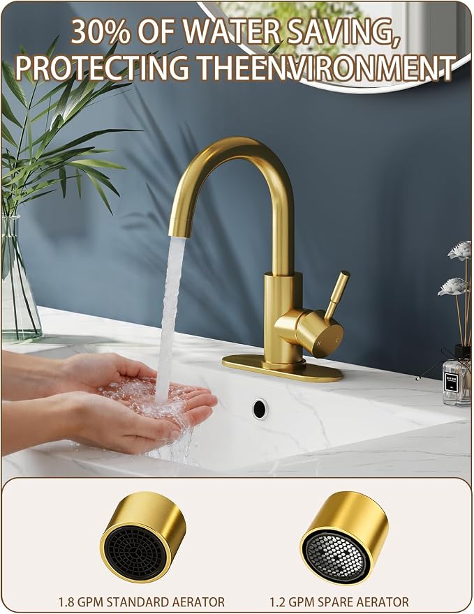 Bathroom Faucets, Bar Sink Faucet Single Hole for Bathroom Kitchen Campers with Pop-Up Drain Hose, Suitable for Farmhouse Vanity Lavatory