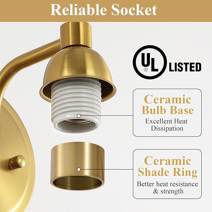 Mecgirn Stainless Steel Bathroom Vanity Light Over Mirror, 1 Light Brushed Gold Bathroom Light Fixtures with Textured Glass Shades, Modern Vanity Lighting Wall Mount