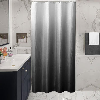 Small Stall Black Ombre Shower Curtain, 36 x 72 | Narrow Half Black Ombre Shower Curtain for Bathroom, Fabric Shower Curtain Set, Water Repellent, Machine Washable