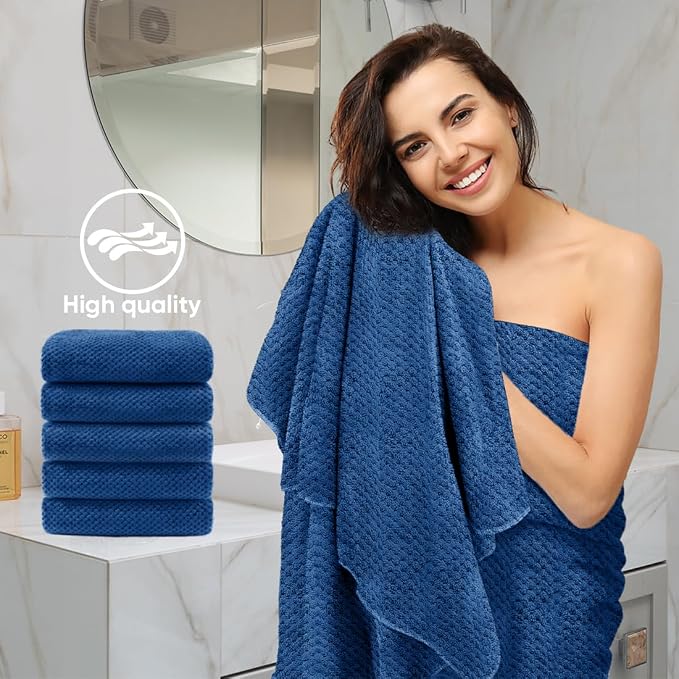 HOMEXCEL 6PK Bath Towel Set, 24x48 in, Absorbent&Quick Dry Towels for Hotel | Ultra Soft, Lightweight Towels for Bathroom, Spa and Beauty Parlor, Blue