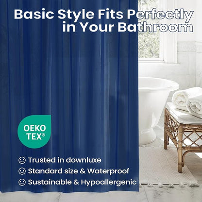 downluxe Shower Curtain Liner, PEVA Plastic Shower Liner with 3 Magnets, 72" x 72" Waterproof Bathroom Curtain, Navy, 1 Pack
