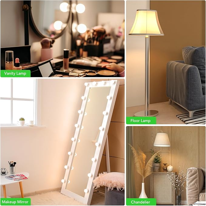 BUBO Vanity Light Bulbs 60 Watt Equivalent, Globe Light Bulb Warm White 3000K, G25 Round Light Bulbs for Bathroom 800 Lumens, E26 Medium Base, 7W, Non-Dimmable, 6 Pack