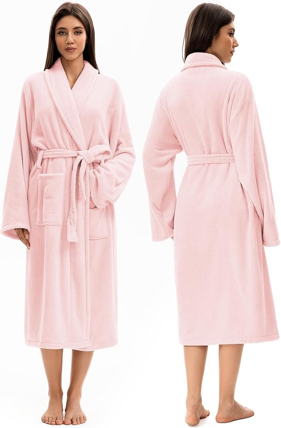 Soft Robe For Women，Warm Plush Bath Robes Female，Spa Towel After Shower Lightweight Long Bathrobe