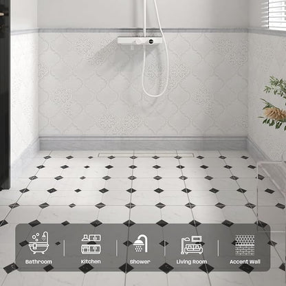 Carrara White Marble Baseboard Trim Molding 5"x12", Polished, 4 Pcs | Marble Base Moulding for Kitchen, Bathroom, Wall, Floor & Shower, Protects Walls, Easy to Install, Durable