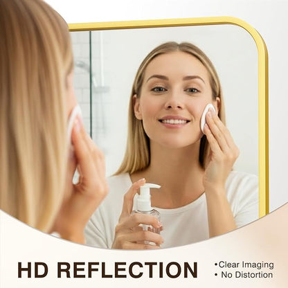 FICTOR Bathroom Mirror for Over Sink, 24"x36" Vanity Mirror for Wall, Gold | Shatterproof Tempered Glass, Anti-Rust Frame, Vertical/Horizontal Mounting, Wall Mirror for Bedroom, Living Room, Entryway