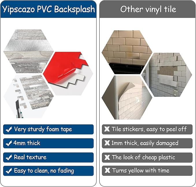 5 - Sheets Peel and Stick Wood Metal Tile Backsplash, Stick on Tiles for Backsplash Kitchen, Bathroom, Laundry Room, Camper, Fireplace (12'' X 12'', in Light Rustic)
