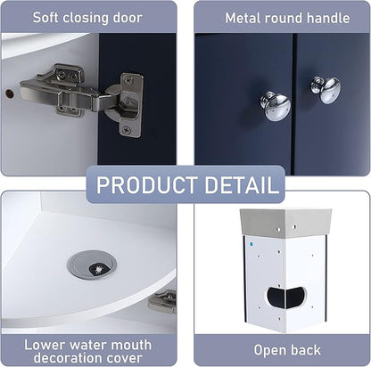 13" Bathroom Vanity with Sink, 13 Inch Floating Bathroom Vanity for Small Space, Modern Bathroom Vanity, Blue Wall Mounted Cabinet Set NB-053