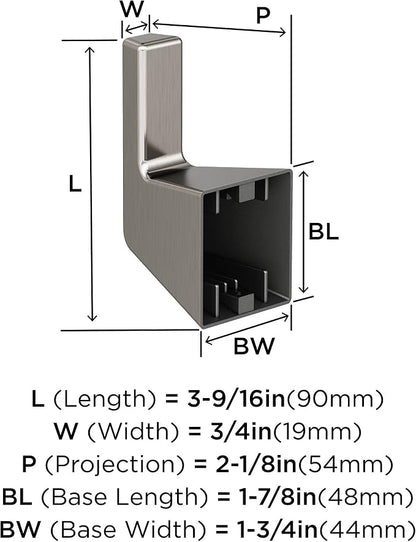 Amerock Blackrock Single Prong Brushed Nickel Wall-Mounted Hook | Decorative wall hook in durable zinc construction for coats, hats, bags, towels, and everyday organization