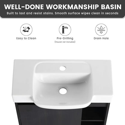 24 Inch Floating Vanity,24" Bathroom Vanity with Sink Combo,Modern Single Sink Bathroom Vanity Combo,Black Wall Mounted Cabinet Set