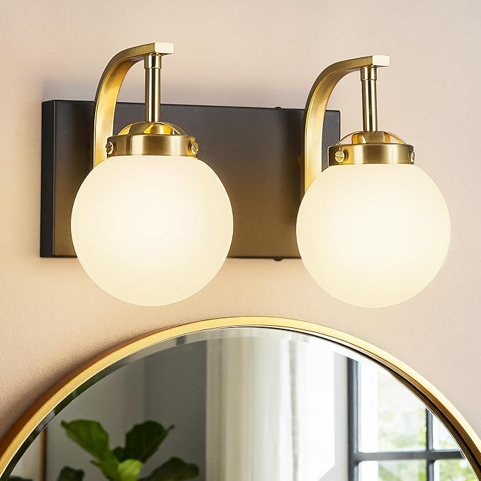 2 Lights Bathroom Vanity Light Fixtures Over Mirror Modern Sand Black Gold Wall Sconce Vanity Light for Bathroom Lighting