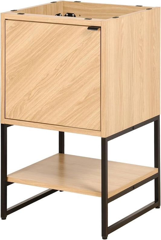 JONATHAN Y VAN1012A Juhl 20 in. W x 18 in. D x 33 in. H Chevron-Front Modern Minimalist 2-Shelf Bathroom Vanity Cabinet Only with Soft Closing Doors (Sink Basin Not Included), Oak
