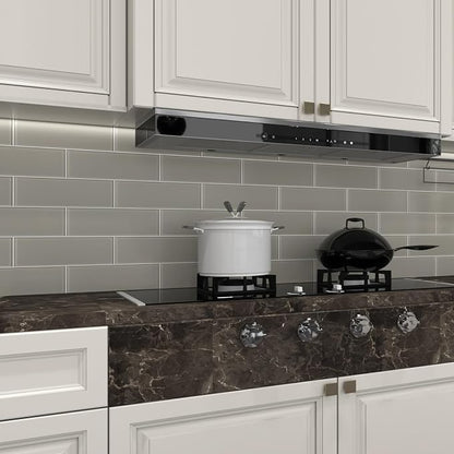 Warm Grey Glass Subway Tile, Glass for Bathroom Kitchen Shower Backsplash Wall, 4 x 12 Inches, 4 Sq.Ft.
