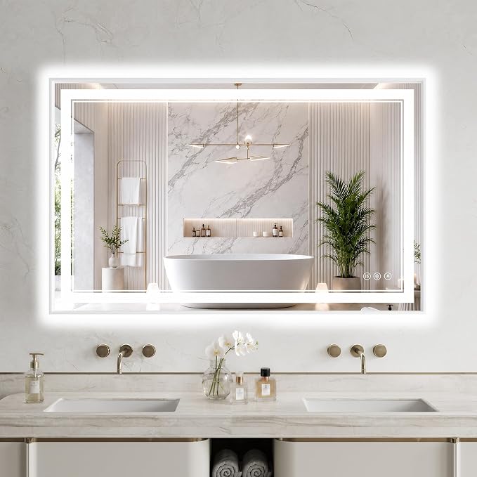 30"x48" LED Bathroom Mirror with Lights, Backlit + Front Lit, Anti-Fog | Lighted Bathroom Mirror with One-Piece Aluminum Alloy Frame, HD Shatterproof Tempered Glass, Dimmable, Memory Function