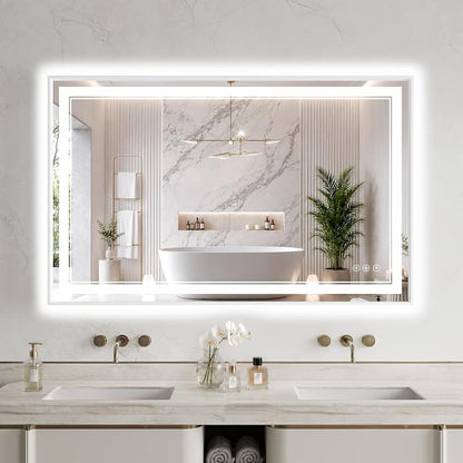 30"x48" LED Bathroom Mirror with Lights, Backlit + Front Lit, Anti-Fog | Lighted Bathroom Mirror with One-Piece Aluminum Alloy Frame, HD Shatterproof Tempered Glass, Dimmable, Memory Function