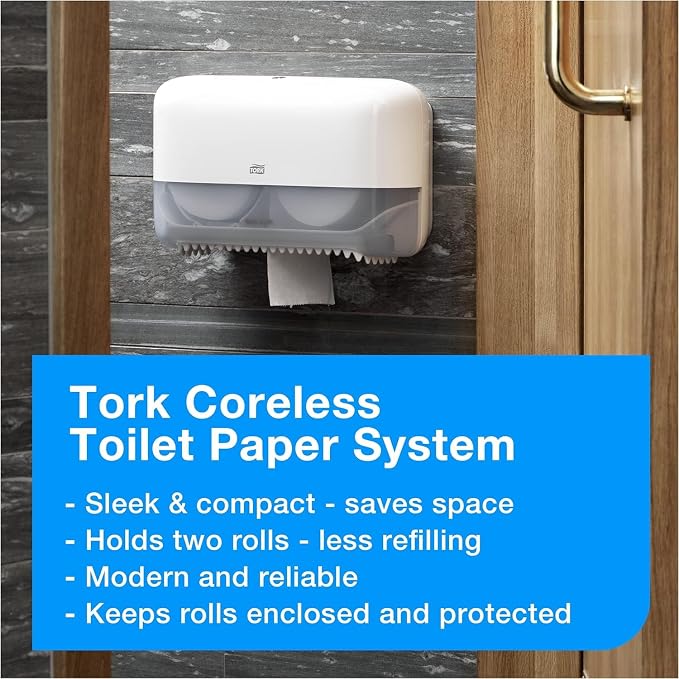 Tork Coreless High-Capacity Toilet Paper Roll T7, 36 x 1100 sheets, 472882 | White, Universal, 2-ply