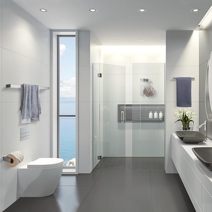 Lairuier Brushed Nickel Bathroom Hardware Accessories, 4PCS Towel Bar Set | Including Towel Bar,Towel Holder, Toilet Paper Holder, Towel Hook, SUS304 Stainless Steel Bathroom Towel Holder Hardware Set
