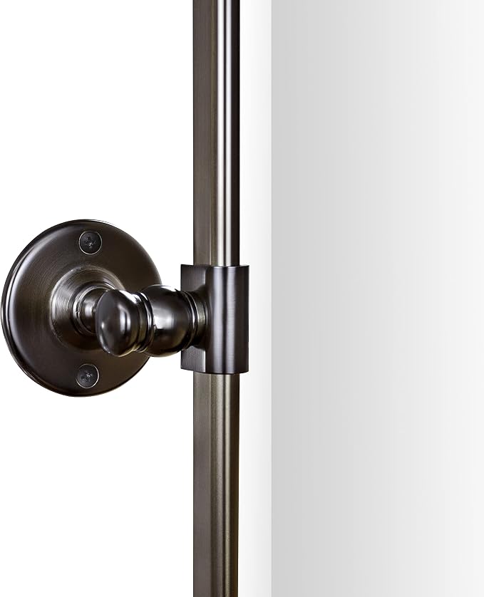 Farmhouse Oil Rubbed Bronze Metal Framed Pivot Rectangle Bathroom Mirror Rounded Rectangluar Tilting Beveled Vanity Mirrors for Wall, Overall 22.91 x 24 inches (Mirrror 19 x 24 inches)
