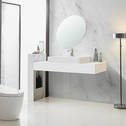 BWE Bathroom Faucet Modern Brushed Nickel Waterfall Single Hole Faucet for Bathroom Sink Single Handle with Pop Up Drain with Overflow Assembly and Supply Line Lavatory Bath Faucet