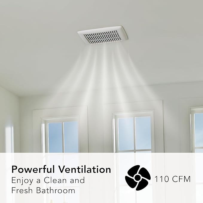 Broan-NuTone Bathroom Exhaust Fan, Easy Install, Powerful 110 CFM, Quiet 1.0 Sones, Energy Star