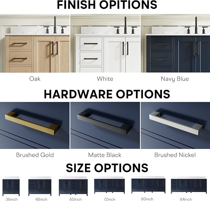 48-Inch Bathroom Vanity with Sink, 2 Soft-Close Doors and 9 Soft-Close Drawers, Bathroom Freestanding Vanity with Cultured Marble Countertop, Bathroom Navy Blue Vanity With Matte Black Handles
