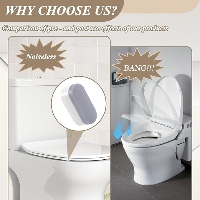 Universal Toilet Seat Bumpers, Suitable for Bidet Kits, 4 Pack Toilet Seat Spacers, Compatible with Most Toilet Models, Equipped with Durable Adhesive