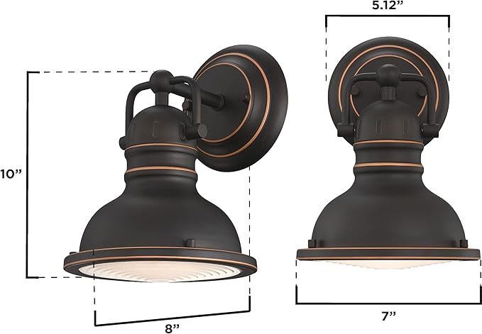 Westinghouse 6116100 Boswell Vintage-Style One-Light Indoor Wall Light Fixture, Oil Rubbed Bronze Finish with Highlights, Frosted Prismatic Acrylic Lens
