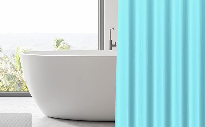 EHZNZIE Shower Curtain Liner Light Weight PEVA, Shower Liner 72x72 Inches, Waterproof, No Chemical Smell with 12 Rust Proof Metal Grommets for Bathroom Shower Curtain, Aqua