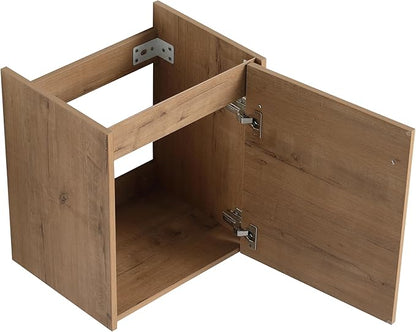 Malwee 18" Floating Bathroom Vanity with Sink, 18 inch Modern Brown Wall Mounted Bathroom Cabinet Combo for Small Space, Narrow Bath Wall-Hung Vanity Set with 1 Ceramic Basin and 1 Door(18imo)