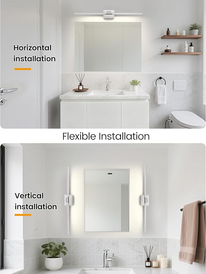 NIORSUN 39.4 Inch Modern Bathroom Light Fixture, 34W 5CCT Dimmable LED Chrome Bathroom Vanity Lights Over Mirror, Vanity Lights for Bathrooms Restroom Mirror