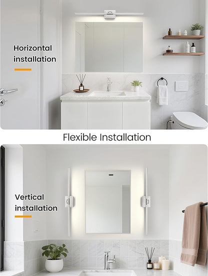 NIORSUN 39.4 Inch Modern Bathroom Light Fixture, 34W 5CCT Dimmable LED Chrome Bathroom Vanity Lights Over Mirror, Vanity Lights for Bathrooms Restroom Mirror