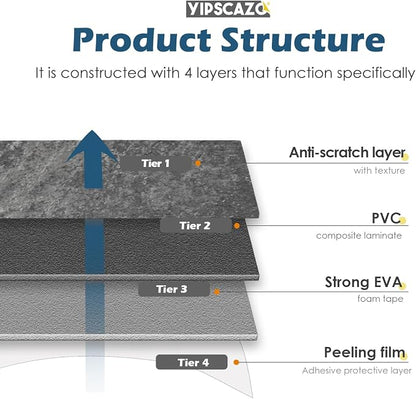 Yipscazo 2025 New Upgrade Peel and Stick backsplash 3 x 6 Inches 3D PVC Composite Wall Tile Stick on Backsplash Tile for Kitchen Bathroom, Laundry Room, Fireplace(Stone Black, 100 Pieces)