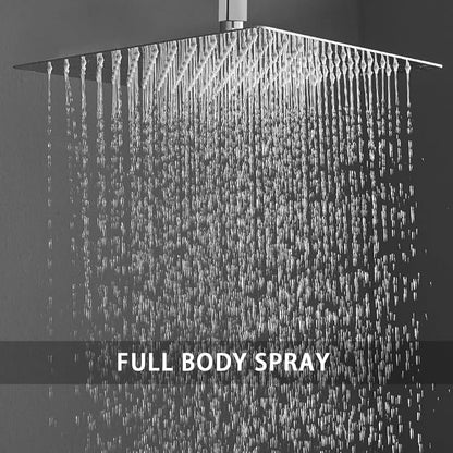 ‎Polished Chrome Shower System Bathroom 12 Inch Rain Shower Head Ceiling Mount with Handheld Luxury High Pressure Shower Combo Set Shower Faucet Rough-in Valve Body and Trim Kit