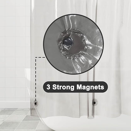 Barossa Design Clear Black Long Shower Curtain Liner 78" Height - 3 Magnets & Waterproof Lightweight PEVA Shower Liner for Bath Tub, PVC Free, Metal Grommets, Clear Black, 72x78