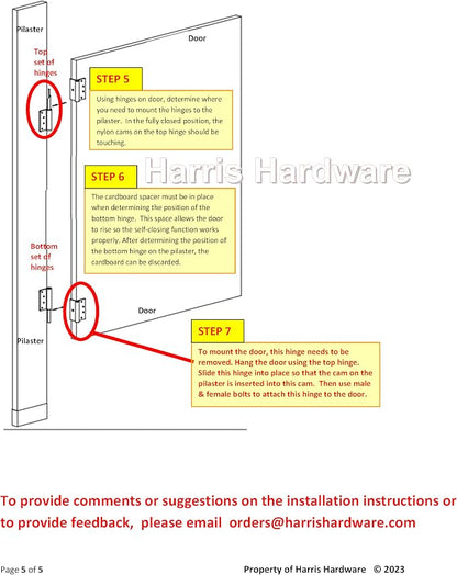 Aluminum Wrap-Around Hinges for Toilet Partition Door, 1 Pair for 1 in. Door & 1 in. Pilaster, Bright Anodized Finish