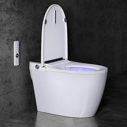 Modern Smart Toilet with Built-In Bidet, Electric Toilet, Auto Open/Close Lid, Heated Seat, Dual Auto Flush & Foot Sensor, Tankless, Warm Water Wash & Dryer, Wireless Remote, 1000g MaP