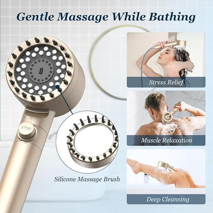 FEELSO Filtered Shower Head with Handheld, High Pressure Shower Filter Head | ON/OFF Switch, Anti-clog Nozzles, 4 Spray Showerhead with Filters for Hard Water, Remove Chlorine, Reduce Dry Itchy Skin