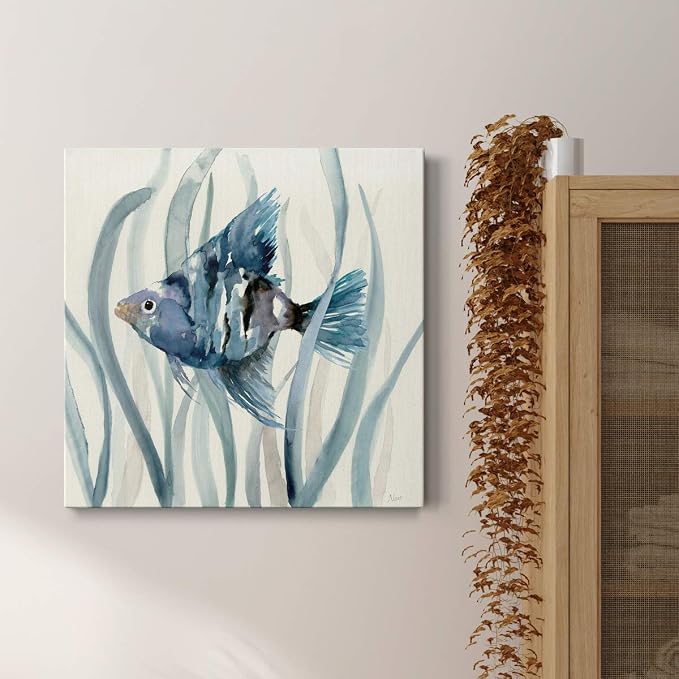Renditions Gallery Fish in Seagrass II Wall Art Premium Gallery Wrapped Canvas Decor Ready to Hang 10 in H x 10 in W Made in America Print AZS-WC25-17920-R-1010-MK