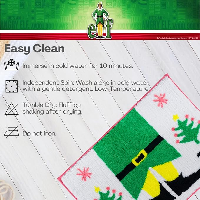 Elf Movie Buddy Christmas Bathroom Mat Rug (17x24) - Non-Slip Plush Poly Knit Holiday Home Decor Accent - (Officially Licensed Product) By Franco Collectibles