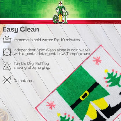 Elf Movie Buddy Christmas Bathroom Mat Rug (17x24) - Non-Slip Plush Poly Knit Holiday Home Decor Accent - (Officially Licensed Product) By Franco Collectibles