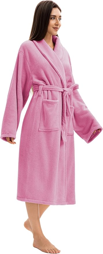 Soft Robe For Women，Warm Plush Bath Robes Female，Spa Towel After Shower Lightweight Long Bathrobe