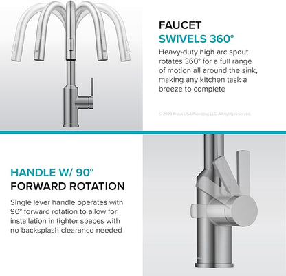 KRAUS Oletto Touchless Sensor Pull-Down Single Handle Kitchen Faucet in Spot-Free Antique Champagne Bronze, KSF-2830SFACB