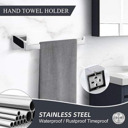 TURS 4-Piece Bathroom Hardware Set Bath Towel Bar Set 24 Inch Towel Holder Set for Bathroom Wall Mounted Stainless Steel Bathroom Accessories Set Polished